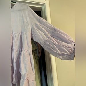 Lilac sheer Baby doll blouse with puff sleeves